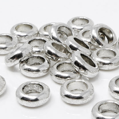 Metallperlen 25x Perlen 2,5x6mm Spacer Großlochperlen silber Metallbeads