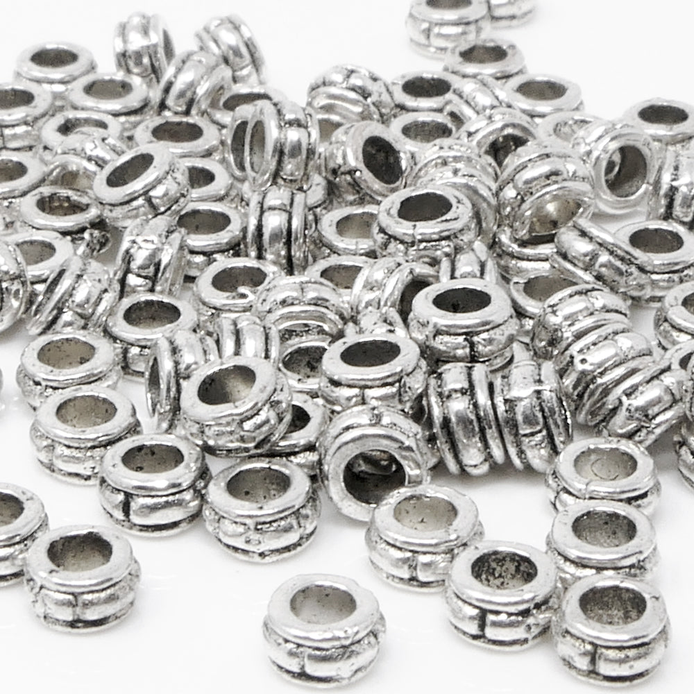 Metallperlen Spacer 100x kleine Beads 2x4mm Metall Perlen altsilber Metallbeads -1080
