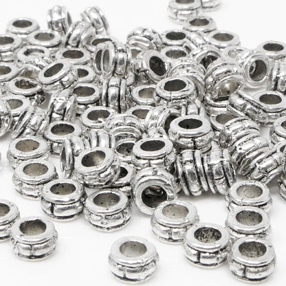 Metallperlen Spacer 100x kleine Beads 2x4mm Metall Perlen altsilber Metallbeads -1080