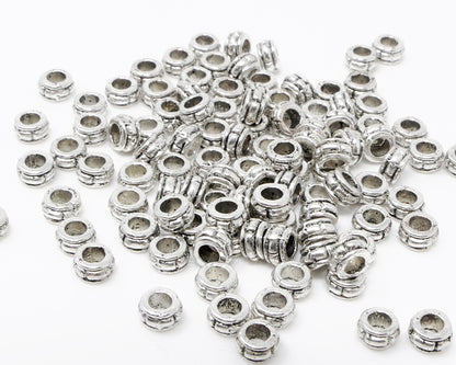 Metallperlen Spacer 100x kleine Beads 2x4mm Metall Perlen altsilber Metallbeads -1080