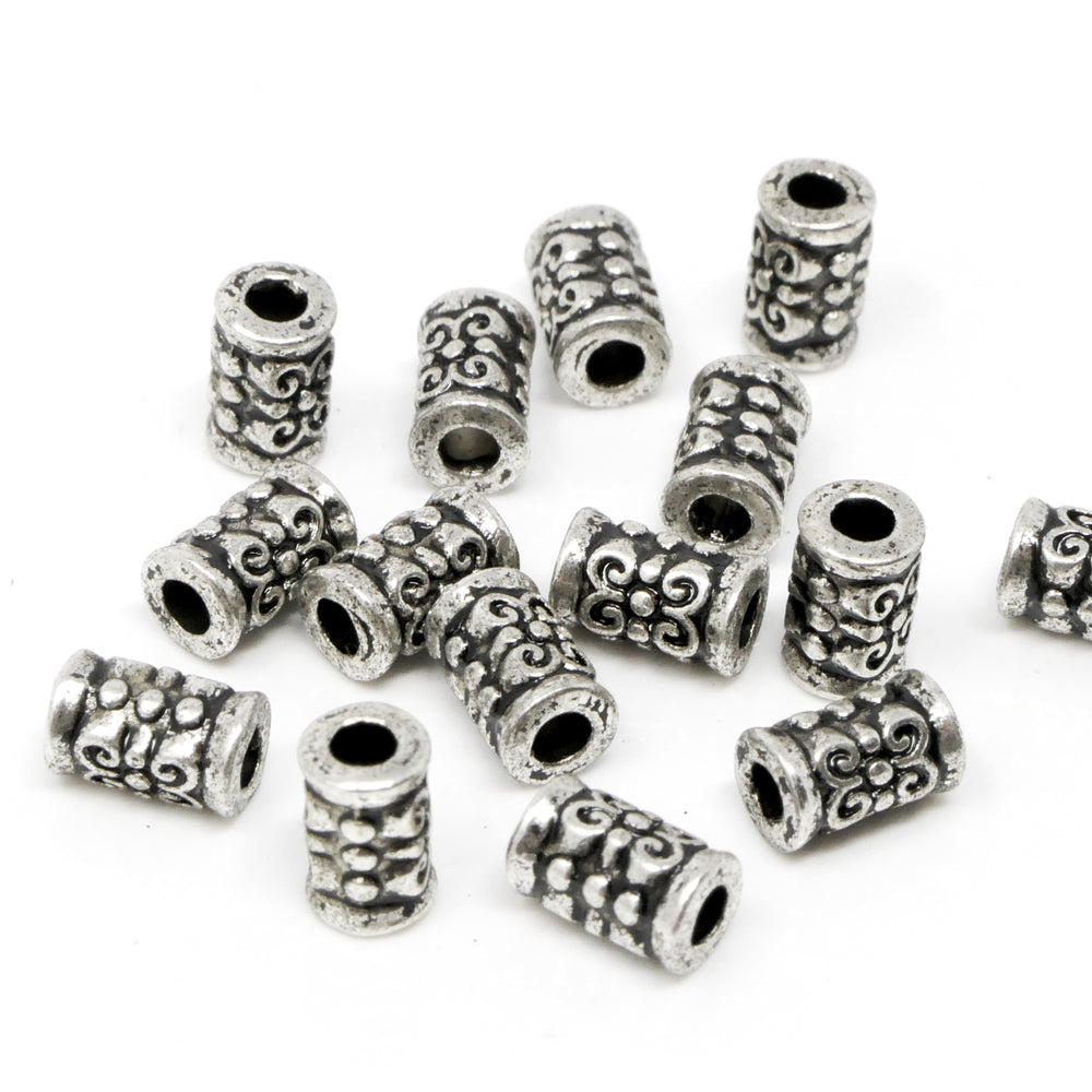 Metallperlen Perlen 7mm Spacer 15x Walzen Metall Beads altsilber -385