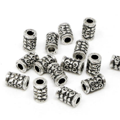 Metallperlen Perlen 7mm Spacer 15x Walzen Metall Beads altsilber -385