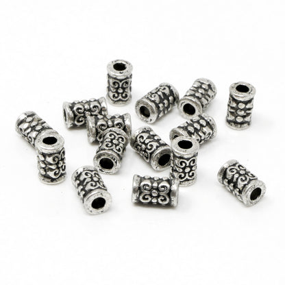 Metallperlen Perlen 7mm Spacer 15x Walzen Metall Beads altsilber -385