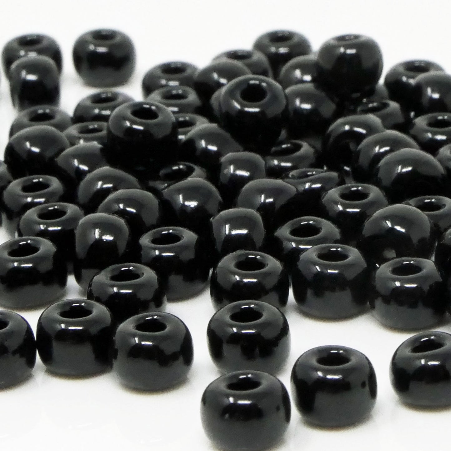 Rocailles Perlen Schwarz 100x Glasperlen 5,5mm mit Loch 1,7mm Größe 3/0 Rocaillesperlen
