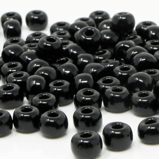 Rocailles Perlen Schwarz 100x Glasperlen 5,5mm mit Loch 1,7mm Größe 3/0 Rocaillesperlen