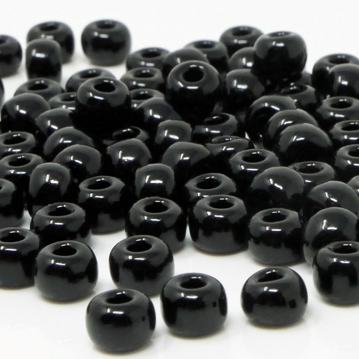 Rocailles Perlen Schwarz 100x Glasperlen 5,5mm mit Loch 1,7mm Größe 3/0 Rocaillesperlen