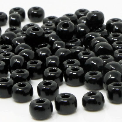 Rocailles Perlen Schwarz 100x Glasperlen 5,5mm mit Loch 1,7mm Größe 3/0 Rocaillesperlen