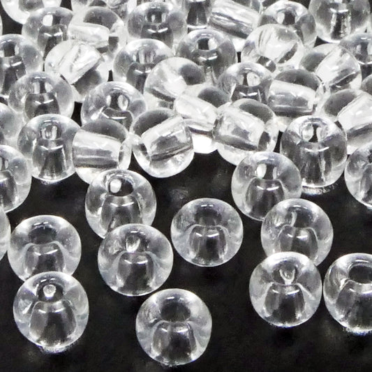 Große Rocailles-Perlen Transparent 70 Stück Glasperlen 6mm mit 2mm Loch zum Auffädeln und Basteln Größe 2/0