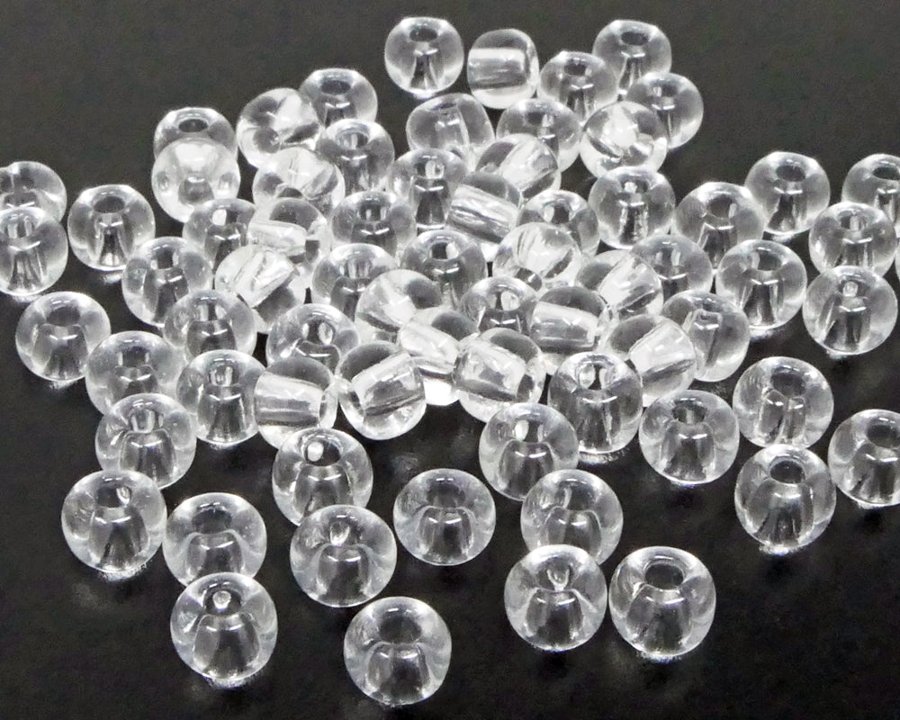 Große Rocailles-Perlen Transparent 70 Stück Glasperlen 6mm mit 2mm Loch zum Auffädeln und Basteln Größe 2/0