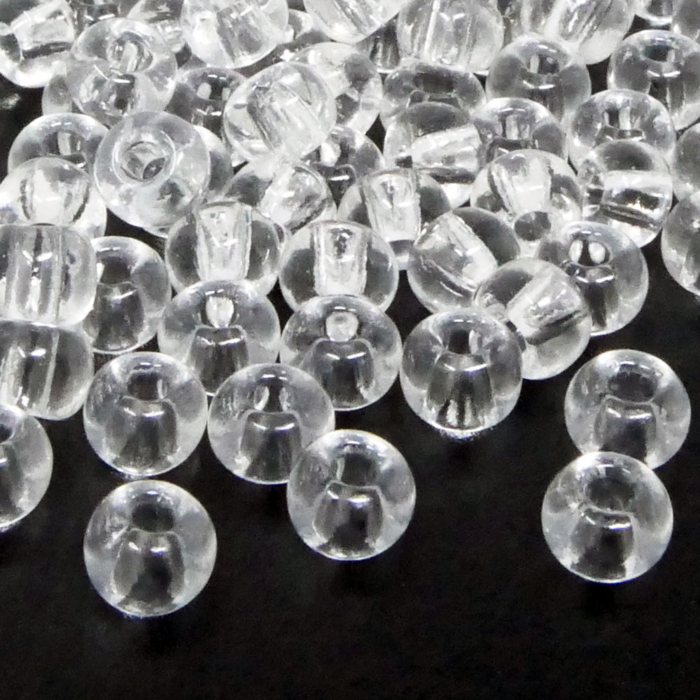 Rocailles-Perlen Transparent 100 Stück Glasperlen 6mm mit 1,6mm Loch zum Auffädeln und Basteln Größe 3/0