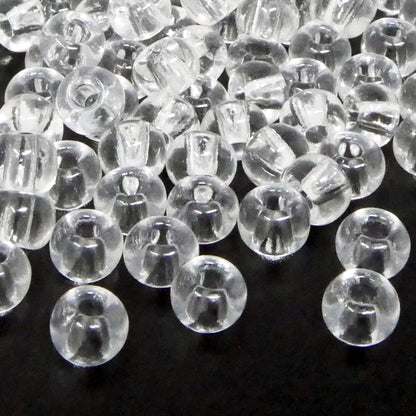 Rocailles-Perlen Transparent 100 Stück Glasperlen 6mm mit 1,6mm Loch zum Auffädeln und Basteln Größe 3/0
