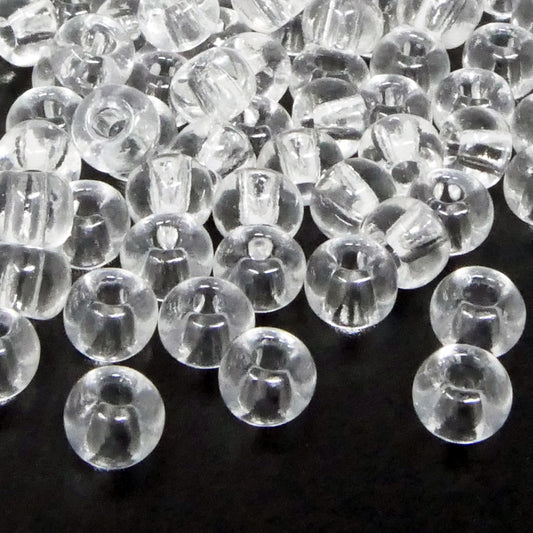 Rocailles-Perlen Transparent 100 Stück Glasperlen 6mm mit 1,6mm Loch zum Auffädeln und Basteln Größe 3/0
