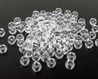 Rocailles-Perlen Transparent 100 Stück Glasperlen 6mm mit 1,6mm Loch zum Auffädeln und Basteln Größe 3/0