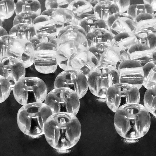 Große Rocailles-Perlen Transparent 40 Stück Glasperlen 7mm mit 2,1mm Loch zum Auffädeln und Basteln Größe 31/0