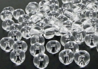 Große Rocailles-Perlen Transparent 40 Stück Glasperlen 7mm mit 2,1mm Loch zum Auffädeln und Basteln Größe 31/0