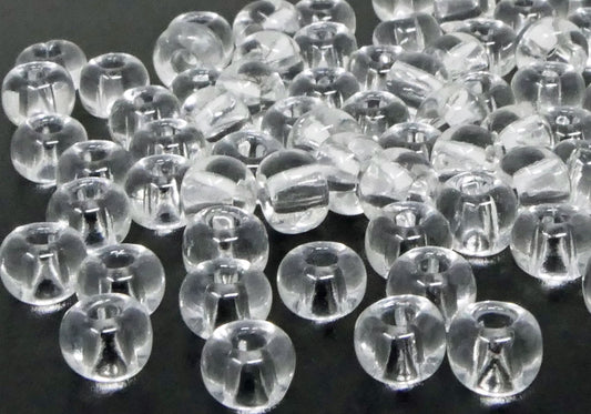 Große Rocailles-Perlen Transparent 40 Stück Glasperlen 7mm mit 2,1mm Loch zum Auffädeln und Basteln Größe 31/0