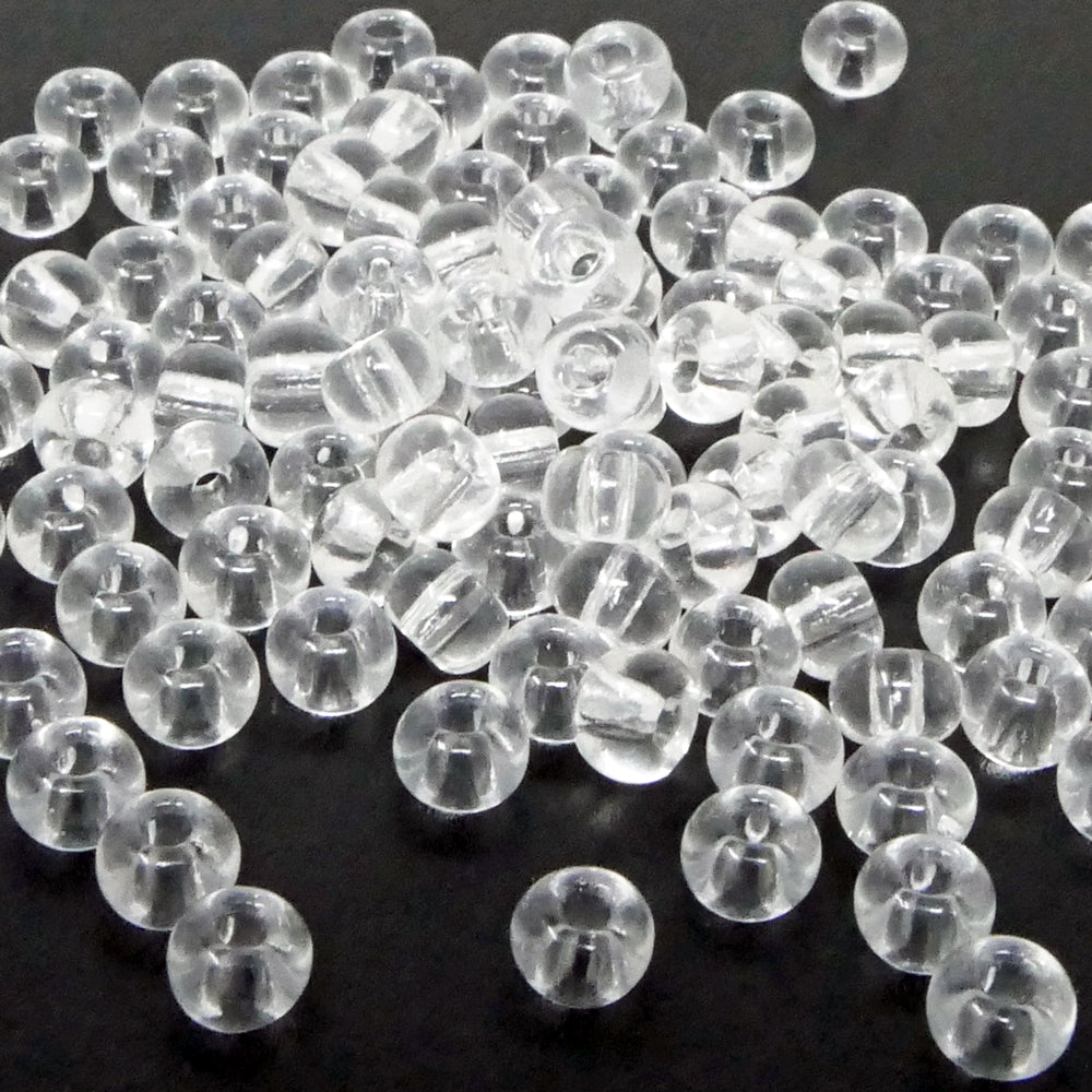 Rocailles-Perlen Transparent 100 Stück Glasperlen 5mm mit 1,4mm Loch zum Auffädeln und Basteln Größe 4/0