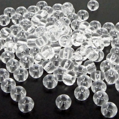 Rocailles-Perlen Transparent 100 Stück Glasperlen 5mm mit 1,4mm Loch zum Auffädeln und Basteln Größe 4/0