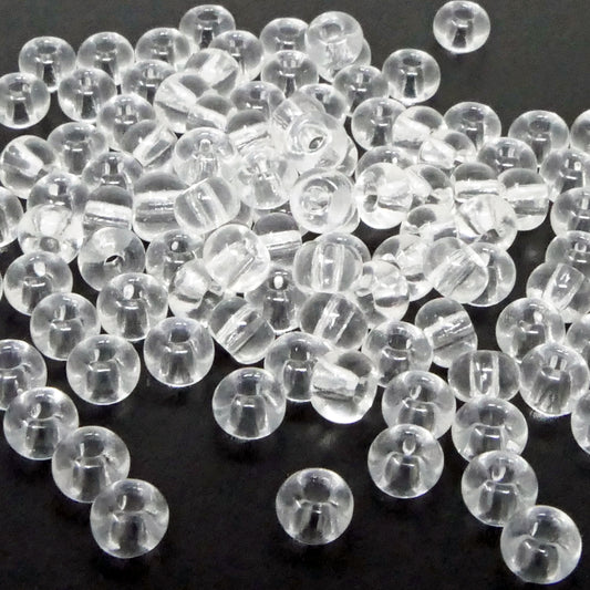 Rocailles-Perlen Transparent 100 Stück Glasperlen 5mm mit 1,4mm Loch zum Auffädeln und Basteln Größe 4/0