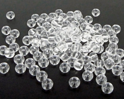 Rocailles-Perlen Transparent 100 Stück Glasperlen 5mm mit 1,4mm Loch zum Auffädeln und Basteln Größe 4/0