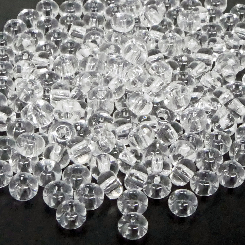 Rocailles-Perlen Transparent 200 Stück Glasperlen 4mm mit 1,2mm Loch zum Auffädeln und Basteln Größe 5/0