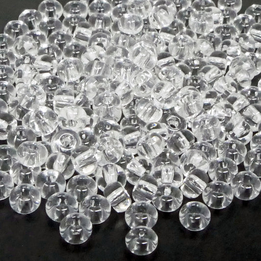 Rocailles-Perlen Transparent 200 Stück Glasperlen 4mm mit 1,2mm Loch zum Auffädeln und Basteln Größe 5/0