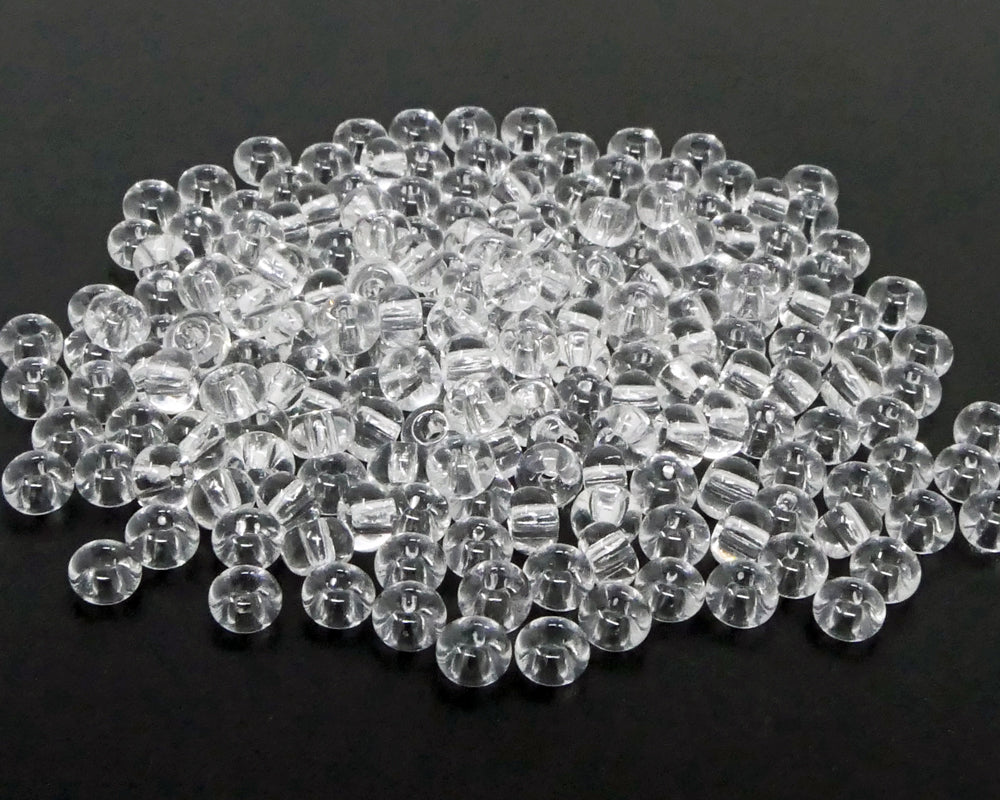 Rocailles-Perlen Transparent 200 Stück Glasperlen 4mm mit 1,2mm Loch zum Auffädeln und Basteln Größe 5/0