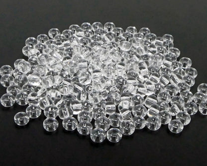 Rocailles-Perlen Transparent 200 Stück Glasperlen 4mm mit 1,2mm Loch zum Auffädeln und Basteln Größe 5/0