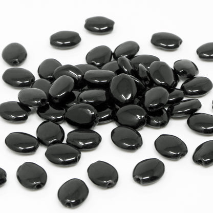Kleine Glasperlen oval 50 St. schwarz 7 mm Bastelperlen Glas Perlen Beads  -1829