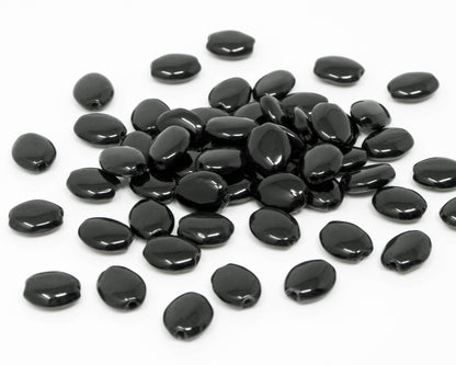 Kleine Glasperlen oval 50 St. schwarz 7 mm Bastelperlen Glas Perlen Beads  -1829