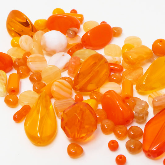 Bastelset aus 80 Glasperlen Perlenmix 4-24mm orange Perlenset zum Basteln -851