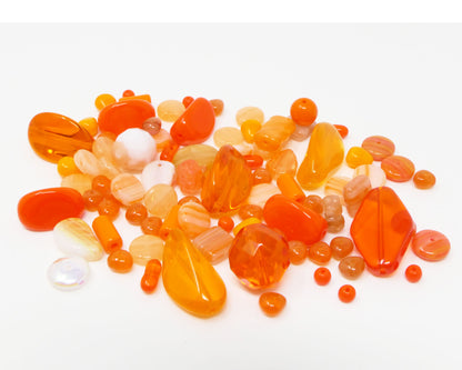 Bastelset aus 80 Glasperlen Perlenmix 4-24mm orange Perlenset zum Basteln -851
