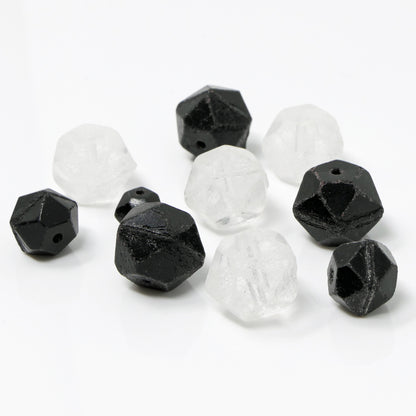 Glasperlen Mix gefrostet Schwarz Kristall 7-12mm Perlen basteln 10 St. Perlenmischung