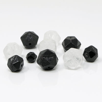 Glasperlen Mix gefrostet Schwarz Kristall 7-12mm Perlen basteln 10 St. Perlenmischung