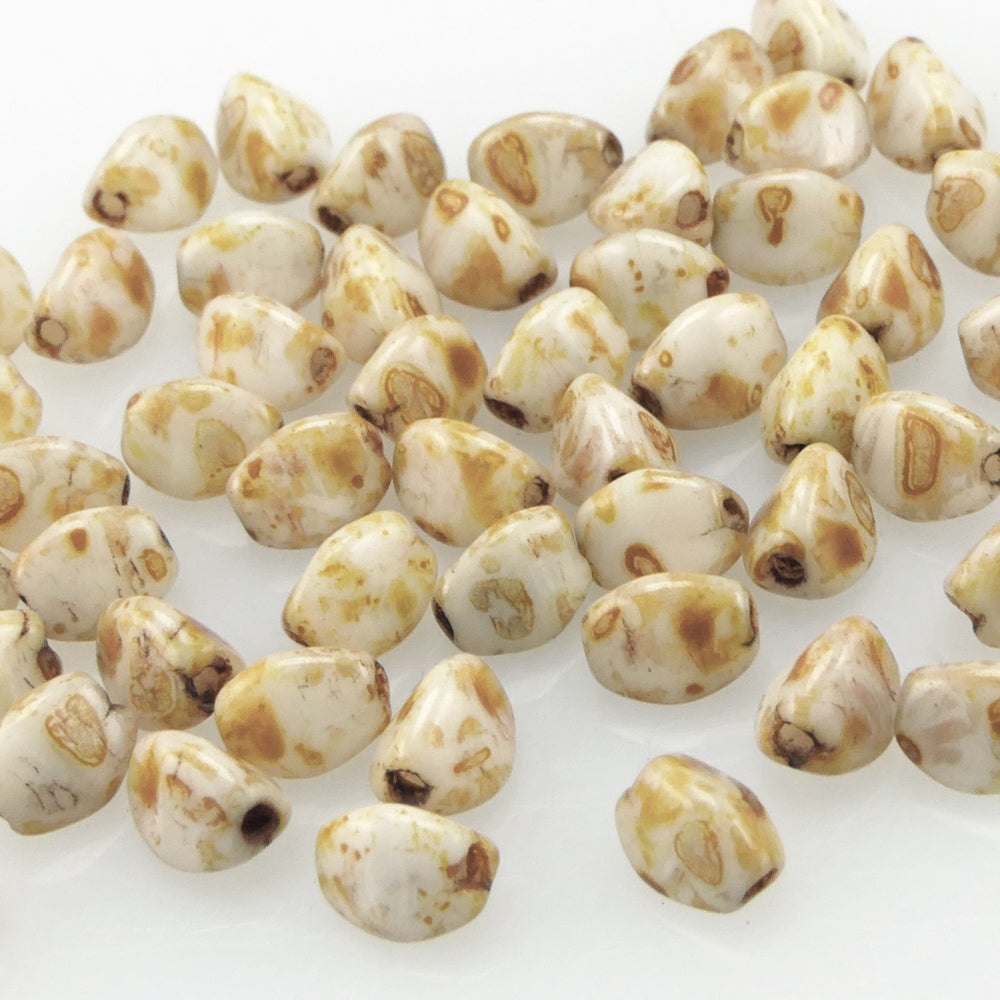 Pinch Beads 5x3mm Glasperlen 55 St. Beige Braun Perlen zum Auffädeln