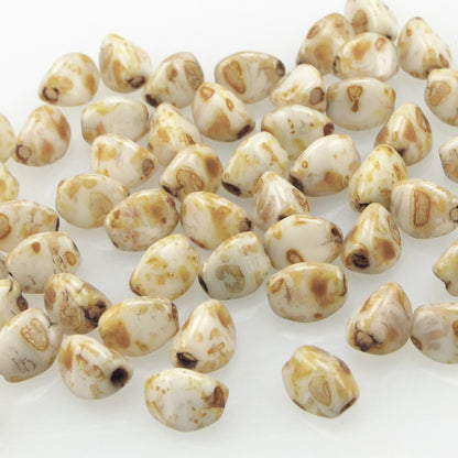 Pinch Beads 5x3mm Glasperlen 55 St. Beige Braun Perlen zum Auffädeln