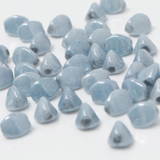 Pinch Beads 5x3mm Glasperlen 55 St. Alabaster-Blau Lüster Perlen zum Auffädeln