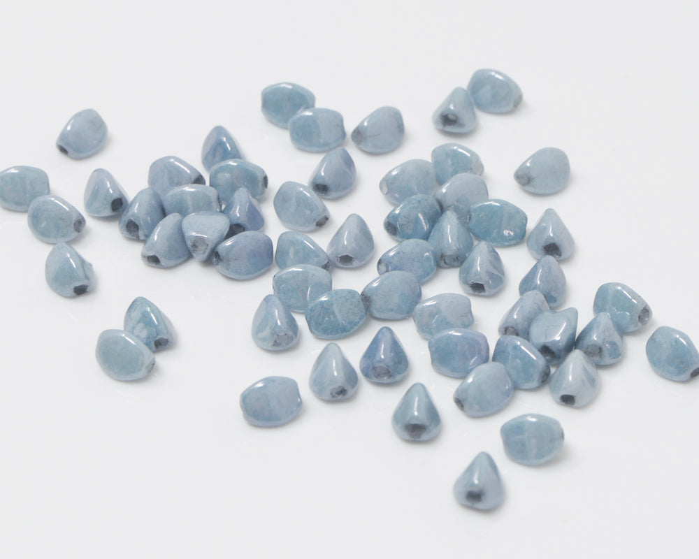Pinch Beads 5x3mm Glasperlen 55 St. Alabaster-Blau Lüster Perlen zum Auffädeln