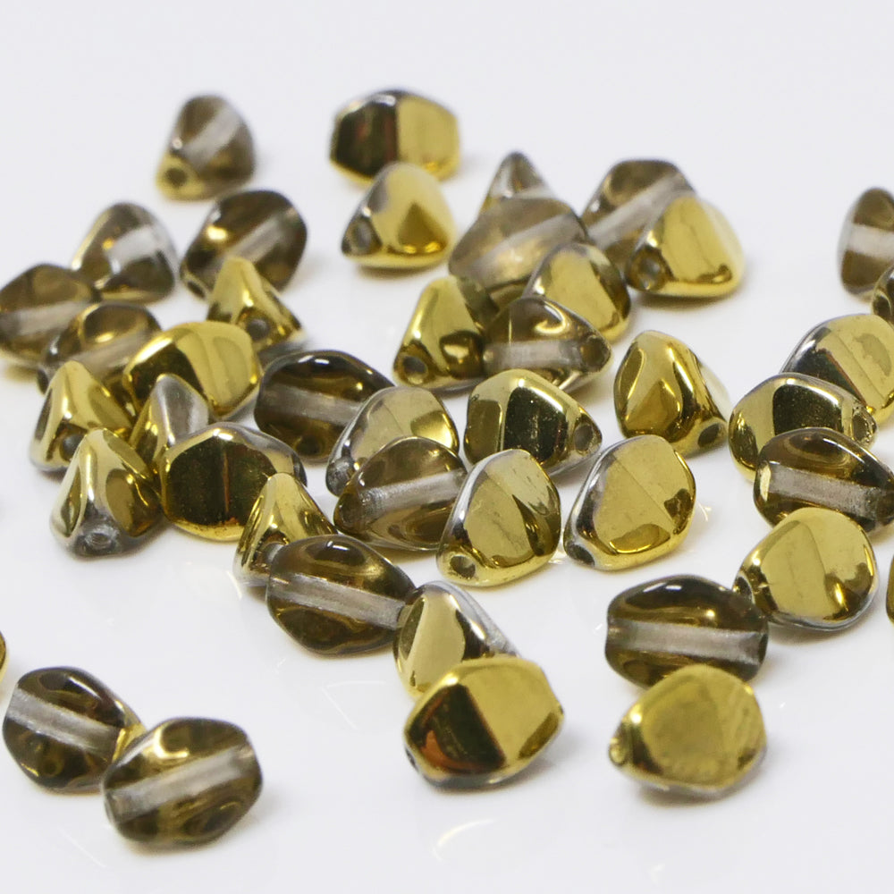 Pinch Beads 5x3mm Glasperlen 55 St. Perlen zum Auffädeln Farbton Kristall-Gold