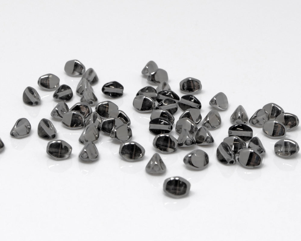 Pinch Beads 5x3mm Glasperlen 55 St. Perlen Crystal-Chrom zum Auffädeln