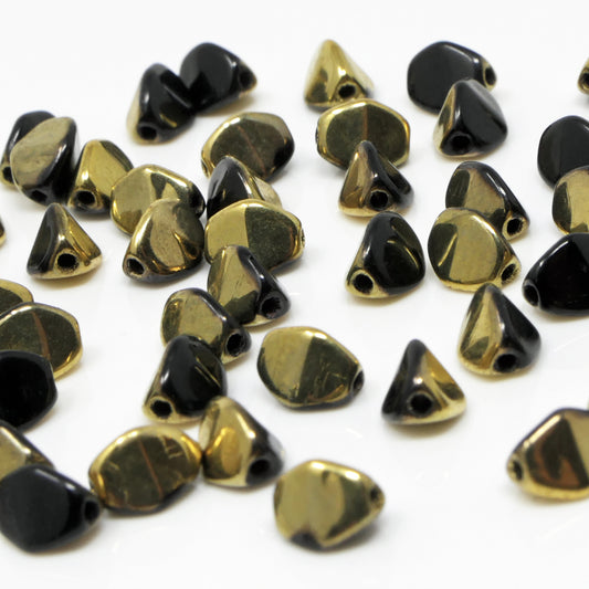 Pinch Beads 5x3mm Glasperlen 55 St. Schwarz Gold-Amber Perlen beschichtet zum Auffädeln