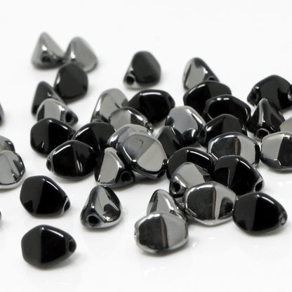 Pinch Beads 5x3mm Glasperlen 55 St. Perlen Schwarz-Chrom zum Auffädeln