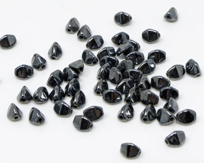 Pinch Beads 5x3mm Glasperlen 55 St. Perlen Schwarz Hämatit beschichtet zum Auffädeln