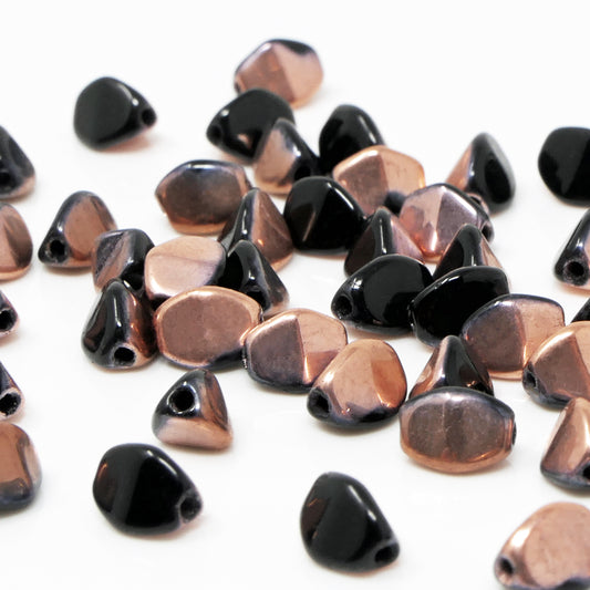 Pinch Beads 5x3mm Glasperlen 55 St. Schwarz Capri-Gold Perlen beschichtet zum Auffädeln
