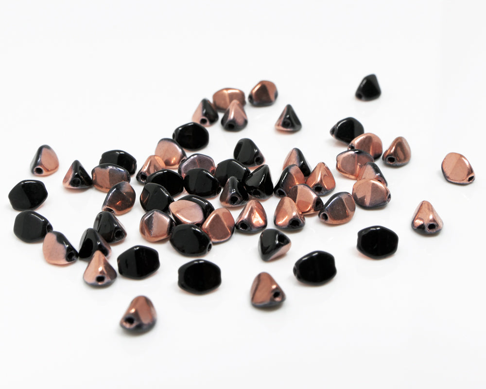 Pinch Beads 5x3mm Glasperlen 55 St. Schwarz Capri-Gold Perlen beschichtet zum Auffädeln