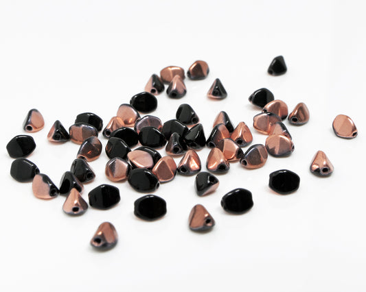 Pinch Beads 5x3mm Glasperlen 55 St. Schwarz Capri-Gold Perlen beschichtet zum Auffädeln