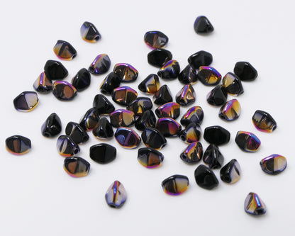 Pinch Beads 5x3mm Glasperlen 55 St. Perlen Schwarz Sliperit beschichtet zum Auffädeln