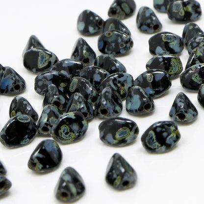 Pinch Beads 5x3mm Glasperlen 55 St. Schwarz Travertin Perlen zum Auffädeln