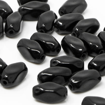 Glasperlen 30 St. Nuggets schwarz 9 mm Böhmische Glas Perlen Beads  zum Basteln