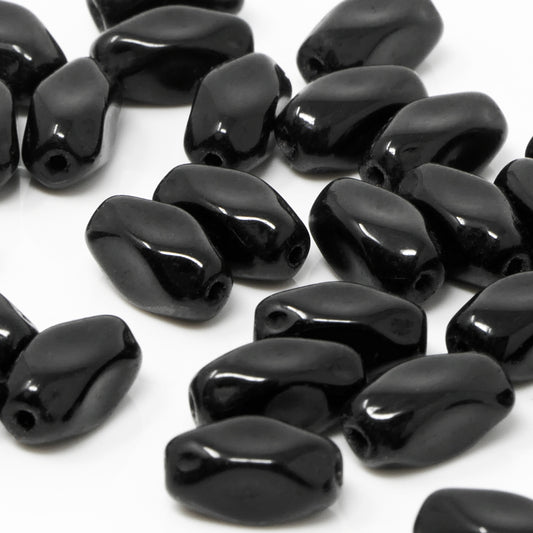 Glasperlen 30 St. Nuggets schwarz 9 mm Böhmische Glas Perlen Beads  zum Basteln